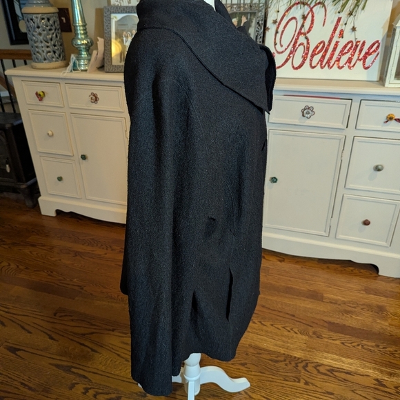 Sandro Boiled Wool Swing Jacket Plus Size Designer Minimalist Sz 1x - Picture 4 of 11